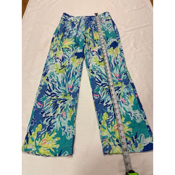 Lilly Pulitzer Womens 00 Galley Drawstring Linen Pants Beachy Coastal 100% Linen - Picture 7 of 9